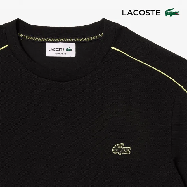 【LACOSTE】男裝對比色Logo短袖T恤(黑色)
