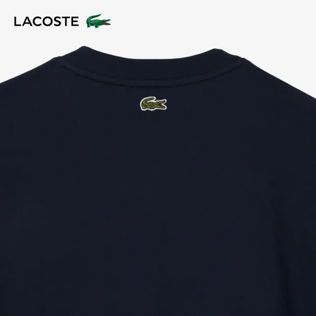 【LACOSTE】中性款-經典立體印花運動衛衣(藍色)