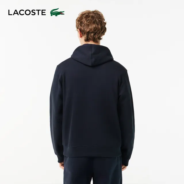 【LACOSTE】男裝-XL尺寸鱷魚帽T(黑色)