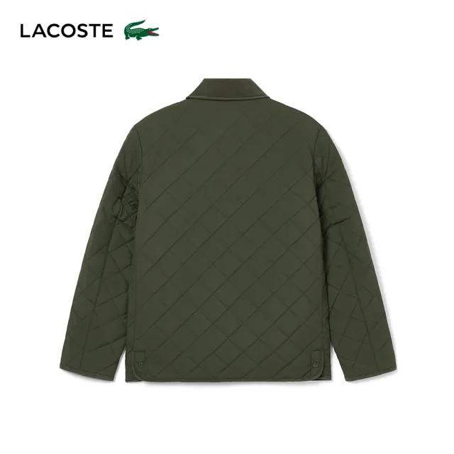 【LACOSTE】男裝-格紋鋪棉大口袋外套(綠色)