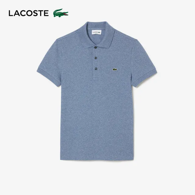 【LACOSTE】男裝-經典修身短袖Polo衫(淺靛藍)