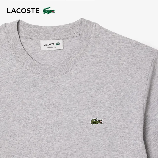 【LACOSTE】男裝-經典版型logo棉質短袖T恤(花紗灰)