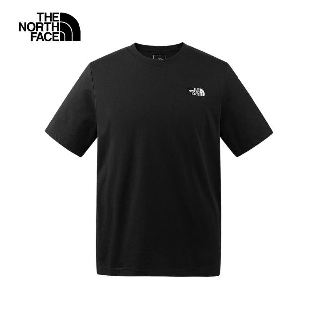 【The North Face 官方旗艦】北面男款黑色吸濕排汗舒適透氣大尺寸LOGO休閒短袖T恤｜88GSJK3(上衣/運動)