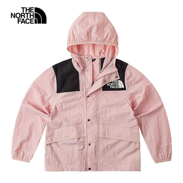 【The North Face 官方旗艦】北面兒童粉紅色UPF防曬休閒連帽外套｜899BHZI(抗UV)