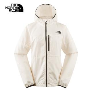 【The North Face 官方旗艦】北面女款米色DWR防潑水舒適透氣可打包式連帽外套｜83TWQLI