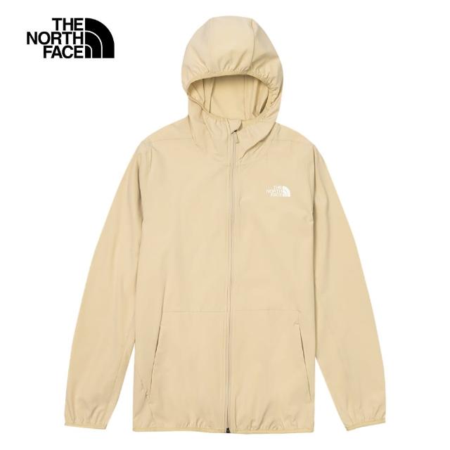 【The North Face 官方旗艦】北面男款卡其色DWR防潑水連帽外套｜7WCY3X4(抗UV)