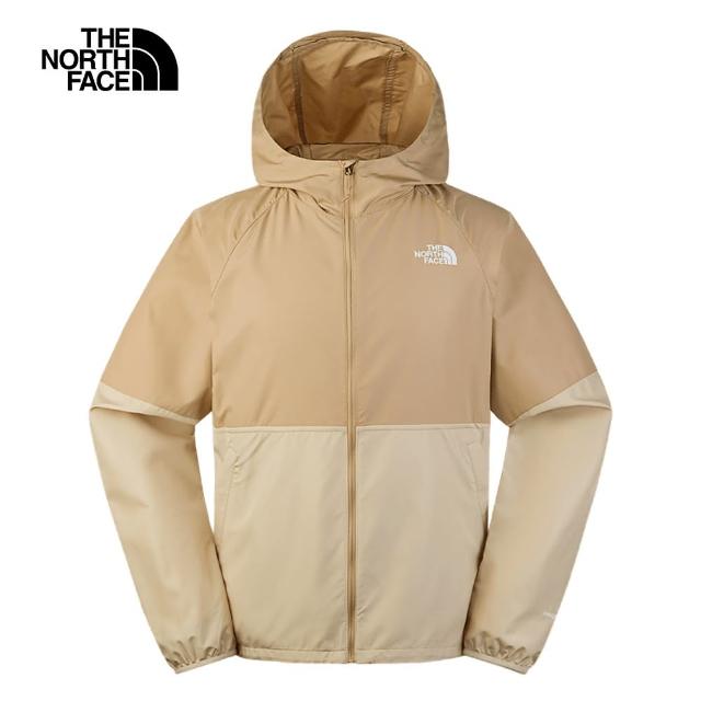 【The North Face 官方旗艦】北面男款卡其色DWR防潑水防曬可調節連帽外套｜81POQK7