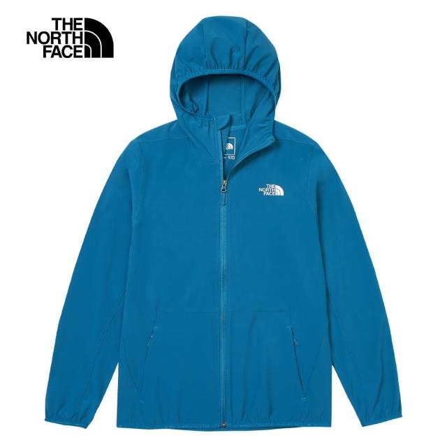 【The North Face 官方旗艦】北面男款藍色DWR防潑水連帽外套｜7WCYO0X(抗UV)