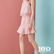 【IGD 英格麗】速達-網路獨賣款-清新格紋小香風毛呢波浪短裙(粉色)
