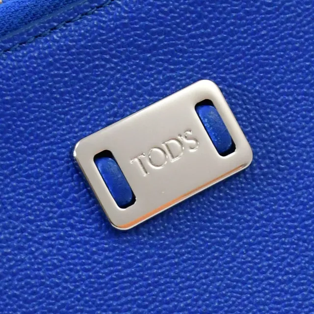 【TOD’S】TODS 簡約金屬鐵片LOGO素雅風琴式L型拉鍊長夾(寶藍)