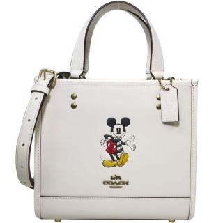 【COACH】Coach x Disney Dempsey Tote 22 迪士尼聯名款白色米奇小款手提斜背托特包