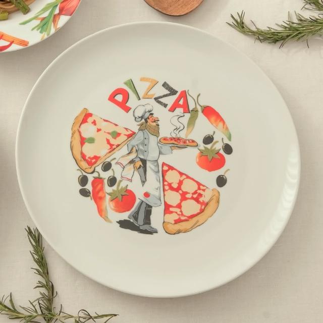 【YU Living 信歐傢居】義式PIZZA盤廚師款 12吋盤 餐盤 盤子(12吋盤/廚師款/白色)