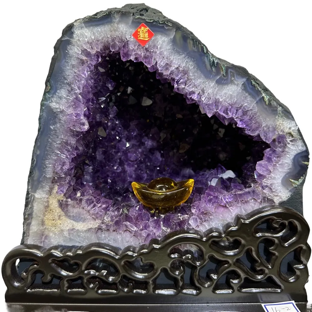 恬芯晶品】8.65kg精選巴西火型紫水晶洞新居財位擺設XA15(紫鈦晶晶洞