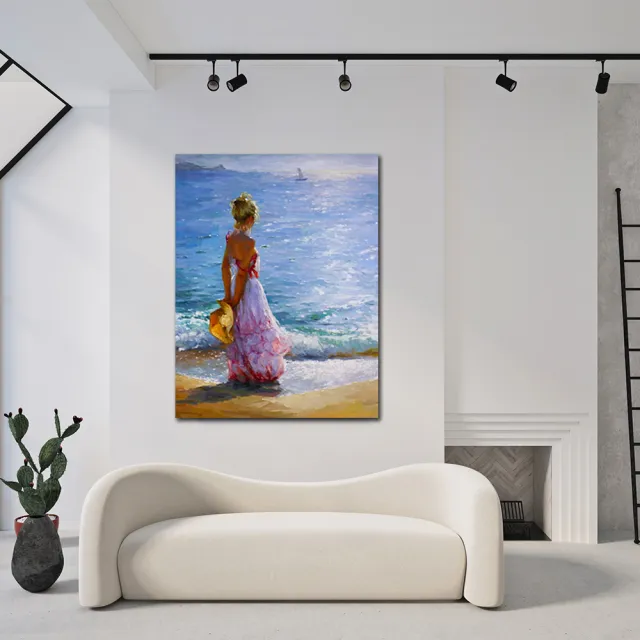 【御畫房】海邊 國家一級畫師手繪油畫60×80cm(VF-158)