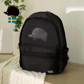 【SCANDINAVIAN FOREST 北歐小刺蝟】216胖寶刺刺．輕量尼龍簡約三層後揹包(黑色)