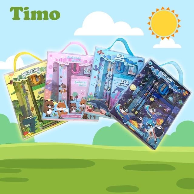 【Timo】文具六件組(鉛筆/尺/削鉛筆機/橡皮擦/車票夾)