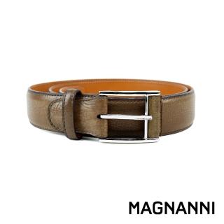 【NAGASHIRO永城皮鞋】MAGNANNI義大利荔枝紋針扣式皮帶 暗銅色(ZM574-TOR)