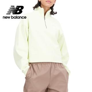【NEW BALANCE】NB 刺繡半開襟上衣 AWT33556POU 女性 黃綠色(亞版 版型正常)