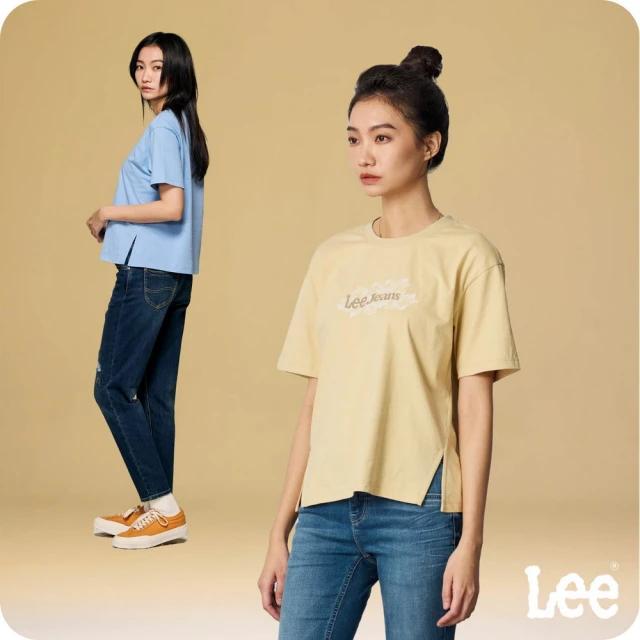 Lee 官方旗艦 女裝 短袖T恤 / 水紋 Lee Jeans 共2色 男朋友版型(LB402035184 / LB402035185)