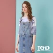 【IGD 英格麗】速達-網路獨賣款-條紋薄針織上衣(藍色)