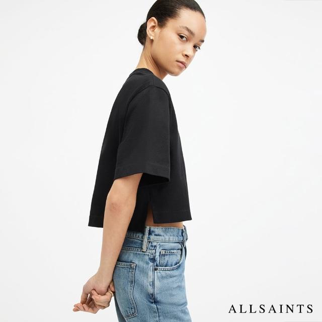 【ALLSAINTS】LOTTIE 純棉寬鬆短版短袖T恤-黑 W132JA(舒適版型)