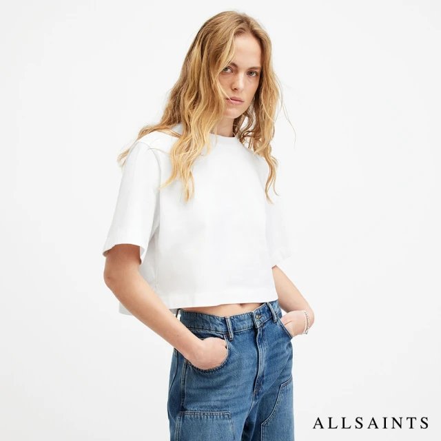 【ALLSAINTS】LOTTIE 純棉寬鬆短版短袖T恤-白 W132JA(舒適版型)