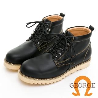 【GEORGE 喬治皮鞋】真皮素面圓頭休閒短靴 -黑318002CZ10