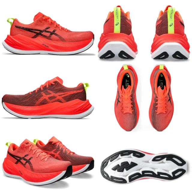 【asics 亞瑟士】SUPERBLAST 男款 慢跑鞋(1013A127-302-600 極光綠 日出紅 彈力中底 厚底 訓練 比賽)