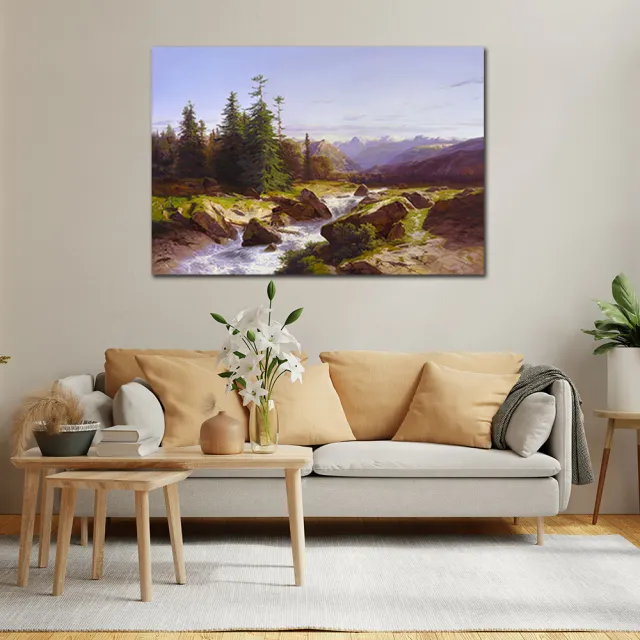 【御畫房】山谷有泉聲 國家一級畫師手繪油畫60×90cm(VF-91)