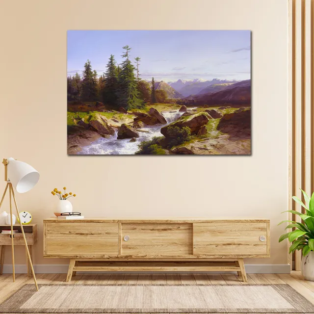 【御畫房】山谷有泉聲 國家一級畫師手繪油畫60×90cm(VF-91)