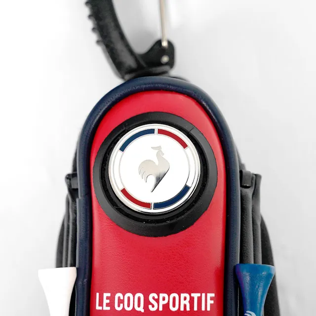【LE COQ SPORTIF 公雞】高爾夫系列 男女款紅色磁吸式高爾夫球收納袋附球標&球TEE QGT0J760