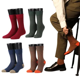 【FOOTER除臭襪】6入組-純色雙針刺繡/線條格紋紳士襪-男女款(Q53/Q54)