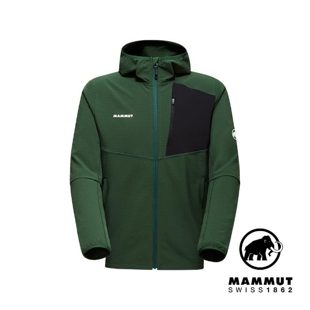 【Mammut 長毛象官方直營】Madris Light ML Hooded Jkt 防風刷毛連帽外套 綠樹林/黑 男款 #1014-03841