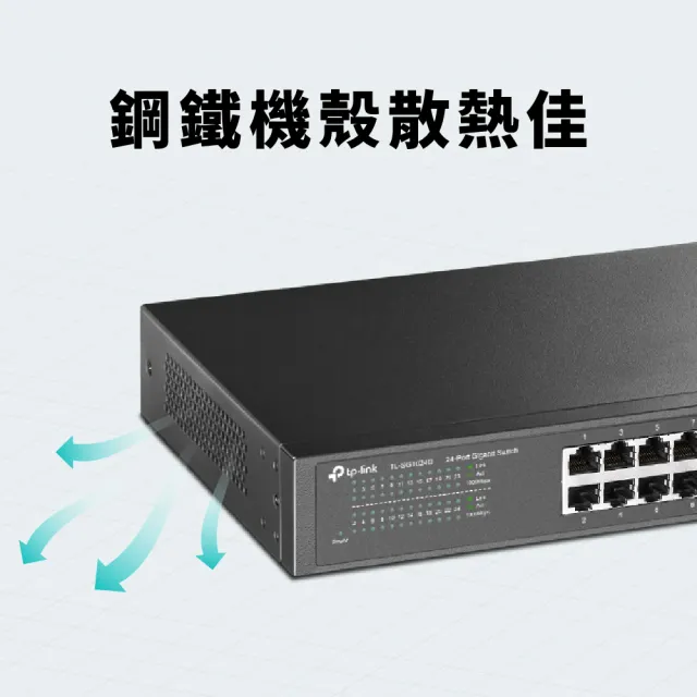 【TP-Link】TL-SG1024D 24埠Gigabit桌上/機架型乙太網路交換器(鋼殼)