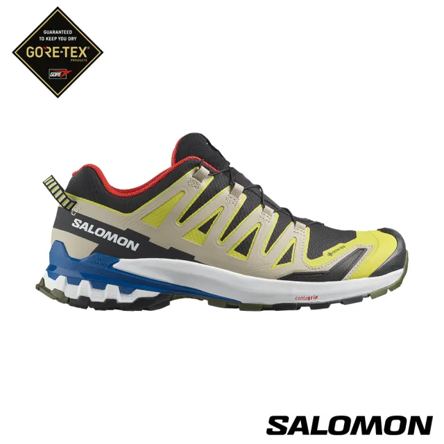 salomon】男XA PRO 3D V9 Goretex 健野鞋(黑/毛茛黃/藍) - momo購物網