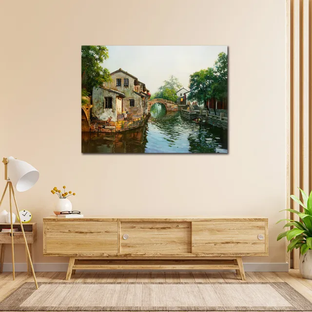 【御畫房】江南水鄉 國家一級畫師手繪油畫80×110cm(VF-64)