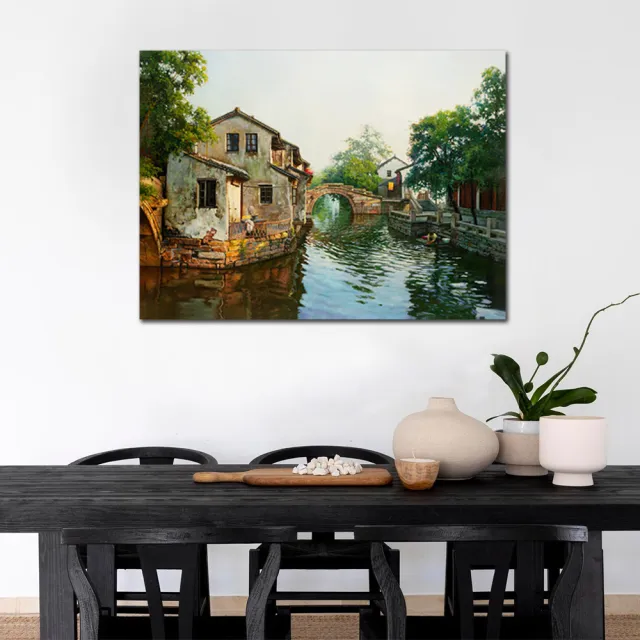 【御畫房】江南水鄉 國家一級畫師手繪油畫80×110cm(VF-64)