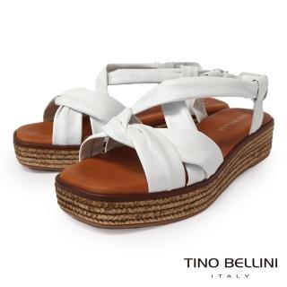 【TINO BELLINI 貝里尼】西班牙進口全羊皮厚底草編涼鞋FSNT015(白色)