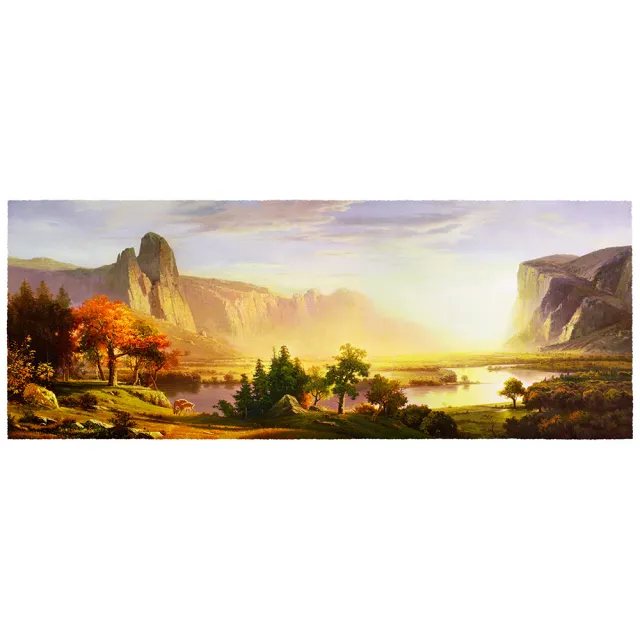 【御畫房】湖邊美景 國家一級畫師手繪油畫60×120cm(VF-54)