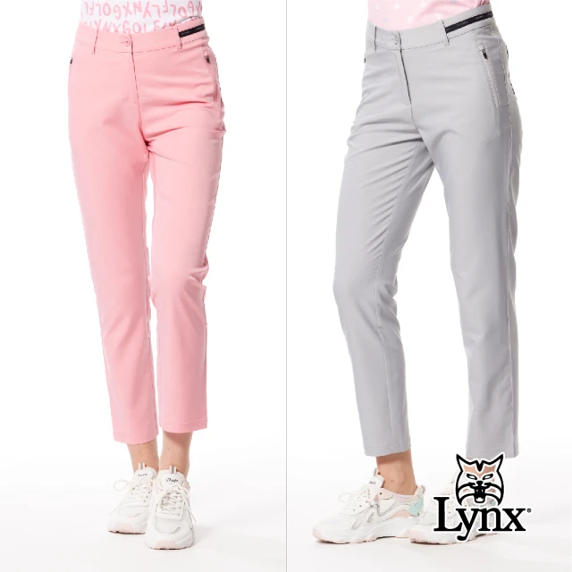 Lynx GolfLynx Golf 女款彈性舒適布料夜光織帶設計膠印設計拉鍊口袋窄管九分褲(二色)
