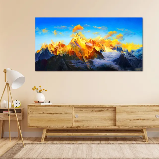 【御畫房】日照金山 國家一級畫師手繪油畫60×120cm(VF-145)