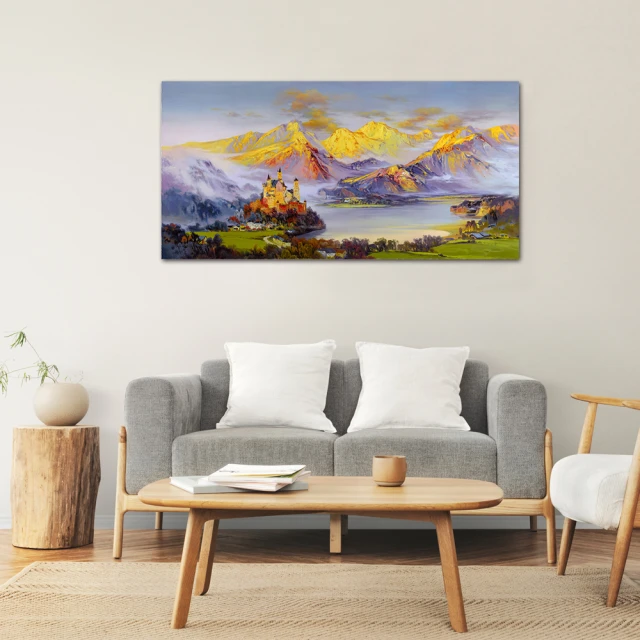 【御畫房】金山城堡 國家一級畫師手繪油畫60×120cm(VF-122)