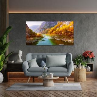 【御畫房】金秋溪水 國家一級畫師手繪油畫60×120cm(VF-115)