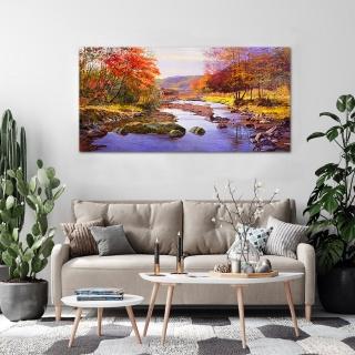 【御畫房】金秋溪水 國家一級畫師手繪油畫60×120cm(VF-146)