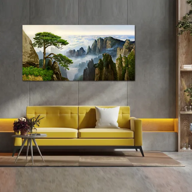 【御畫房】迎客松 國家一級畫師手繪油畫60×120cm(VF-139)
