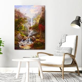 【御畫房】高山飛瀑 國家一級畫師手繪油畫60×90cm(VF-104)
