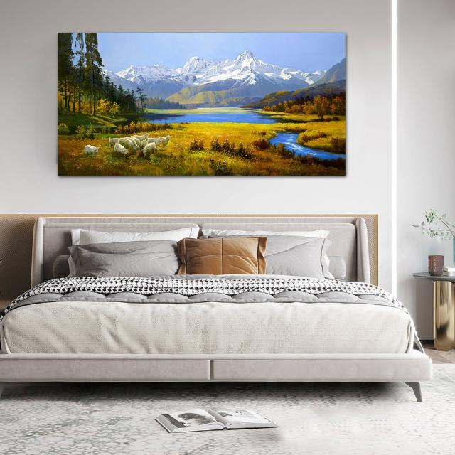 【御畫房】天山溪流 國家一級畫師手繪油畫60×120cm(VF-150)