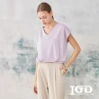 【IGD 英格麗】速達-網路獨賣款-華夫格V領上衣(紫色)