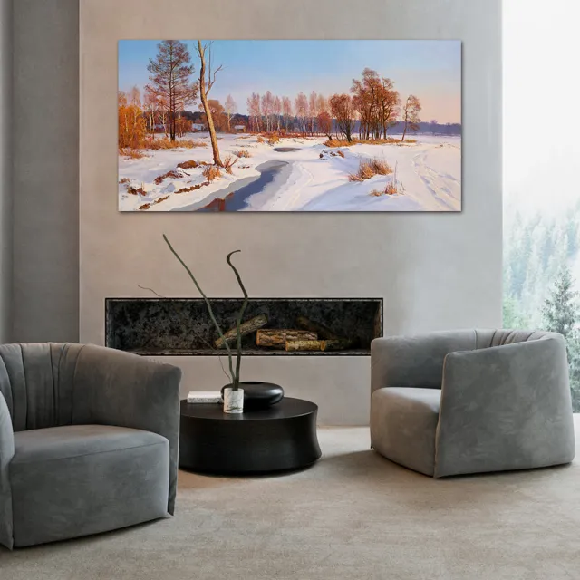 【御畫房】雪鄉 國家一級畫師手繪油畫60×120cm(VF-129)