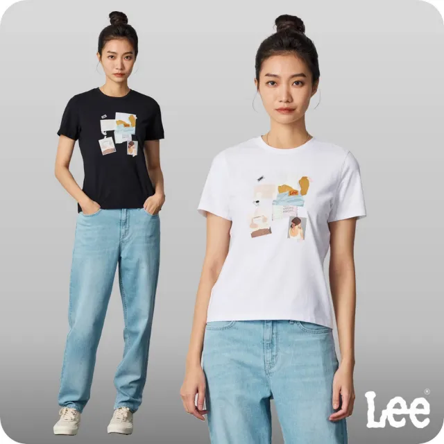 【Lee 官方旗艦】女裝 短袖T恤 / 水彩貼畫 共2色 標準版型(LB402037K11 / LB402037K14)